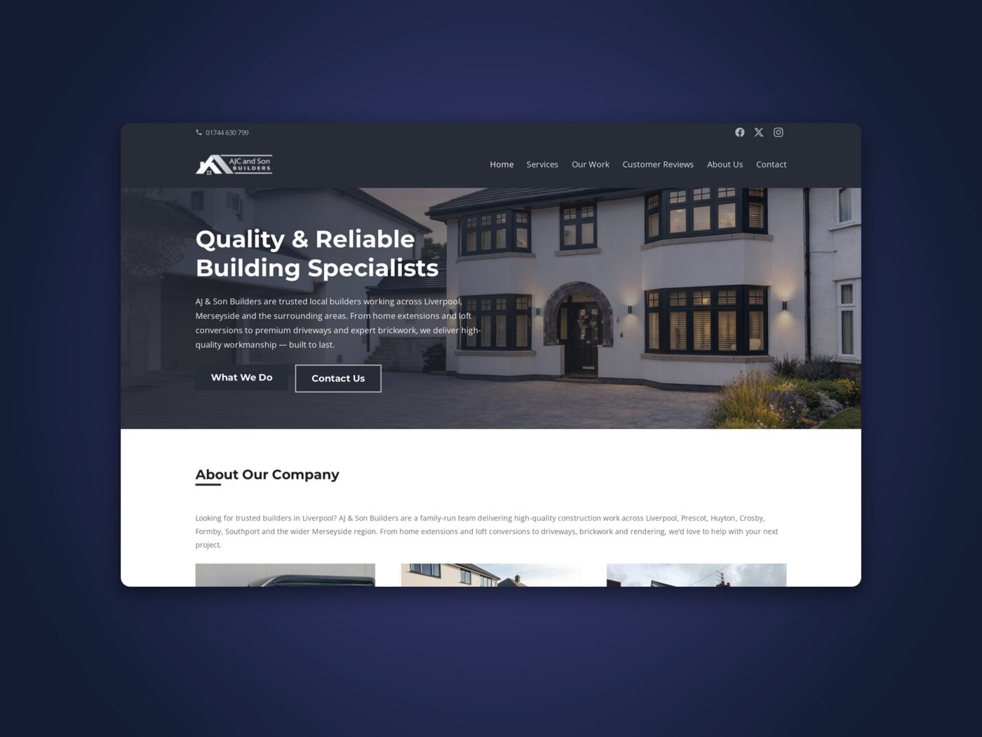 The AJC and Son Builders homepage