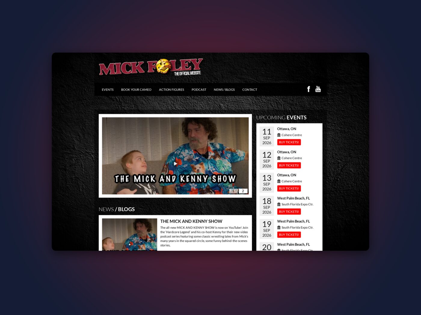 The RealMickFoley.com homepage