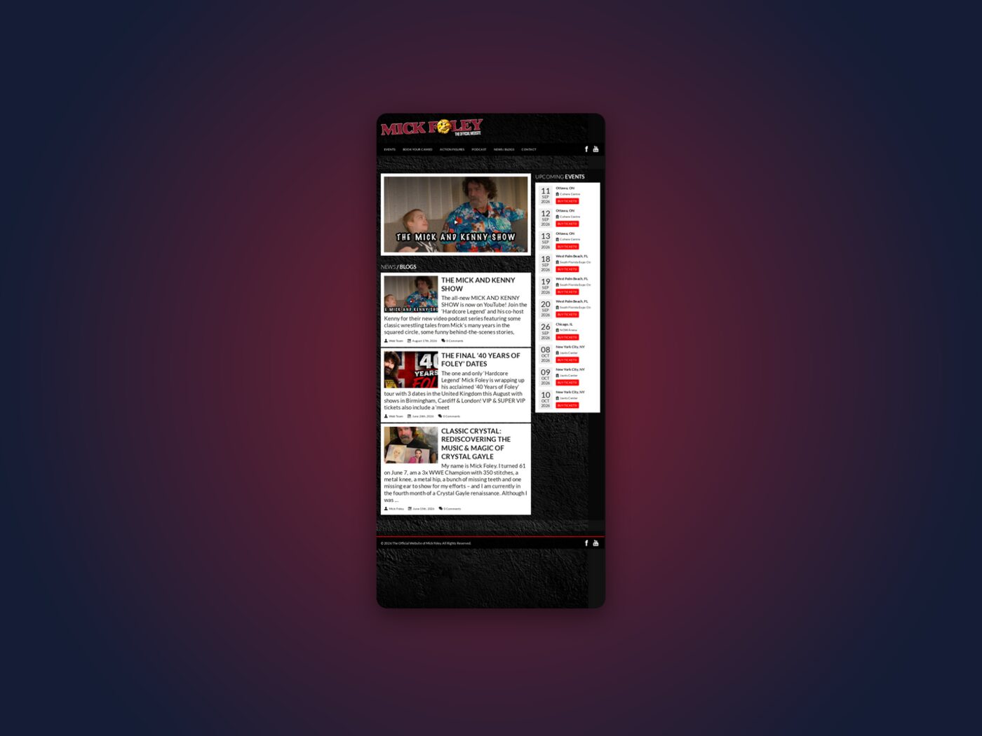 RealMickFoley.com on a phone