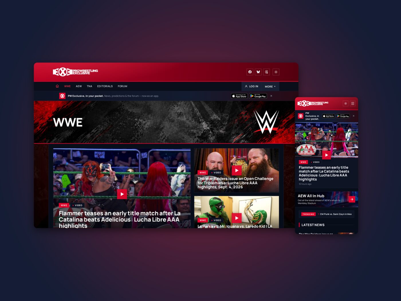 An inner page, desktop and phone