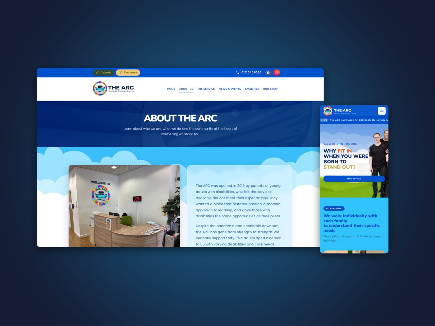 An inner page, desktop and phone