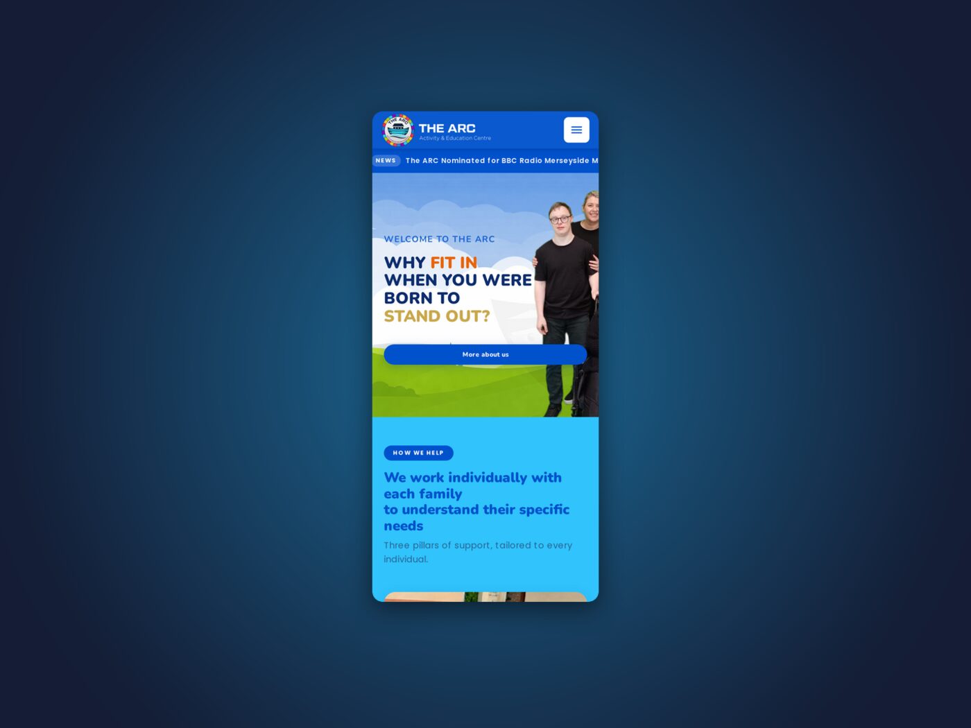 The ARC site on a phone