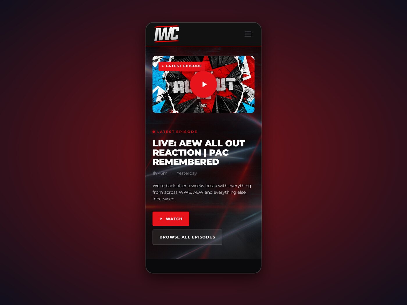 The IWC Show on a phone