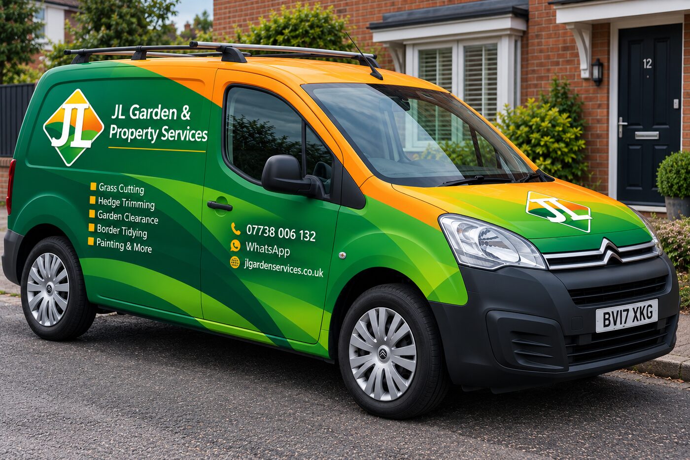 JL Garden branding on the van