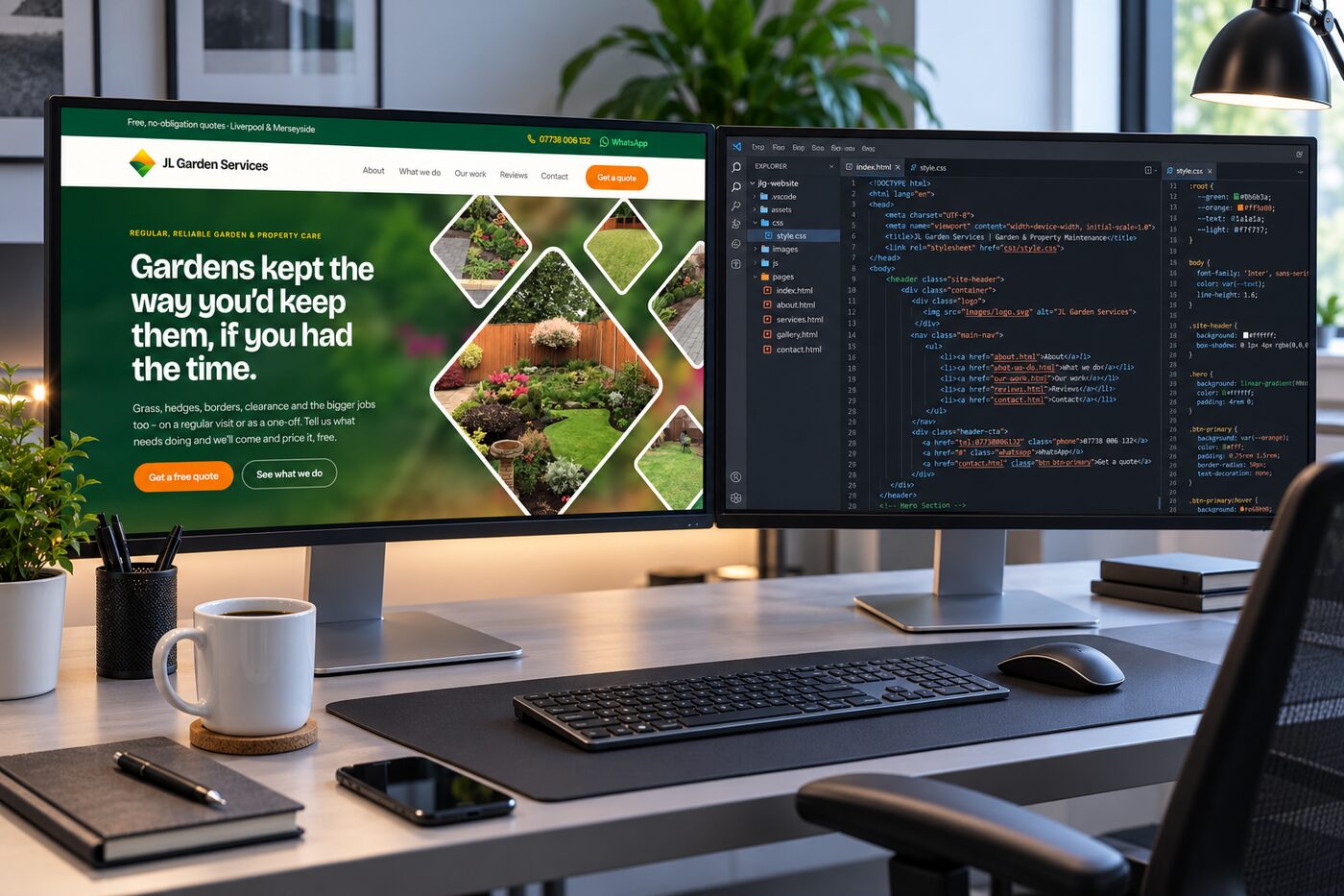 The JL Garden site on a desktop